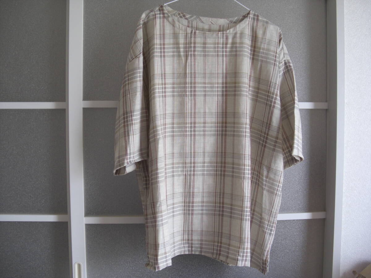 ★ハンドメイド チュニック ドロップショルダー Lサイズ ベージュ茶チェック