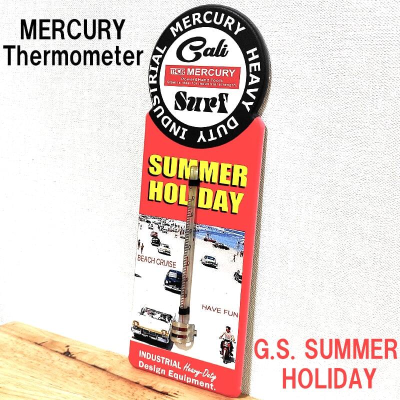 温度計 おしゃれ マーキュリー サーモメーター MERCURY G.S. SUMMER HOLIDAY ブリキ看板 アメリカン レトロ 雑貨 アメリカン_画像1