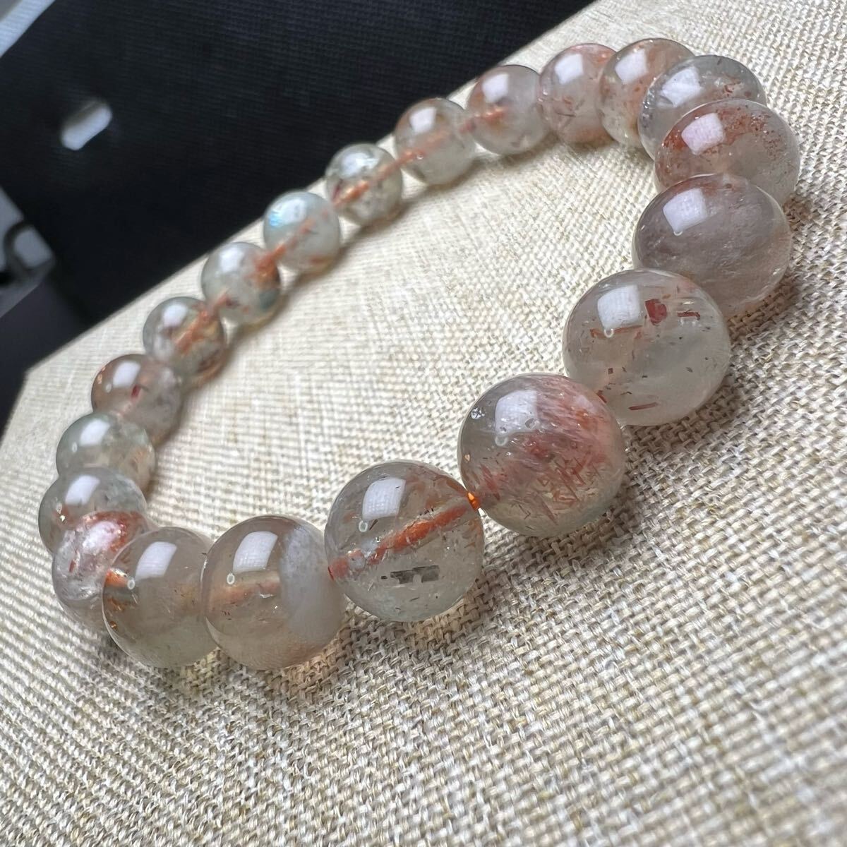 【77203】 サンストーン入りグリーンベリル 10mm ブレスレット 天然石 アルシャサンストーン_画像2