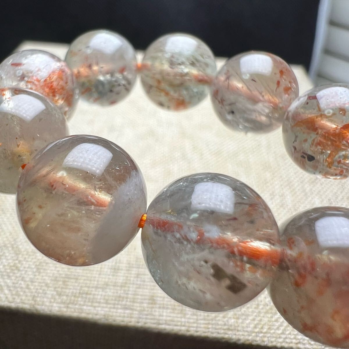 【77203】 サンストーン入りグリーンベリル 10mm ブレスレット 天然石 アルシャサンストーン_画像10