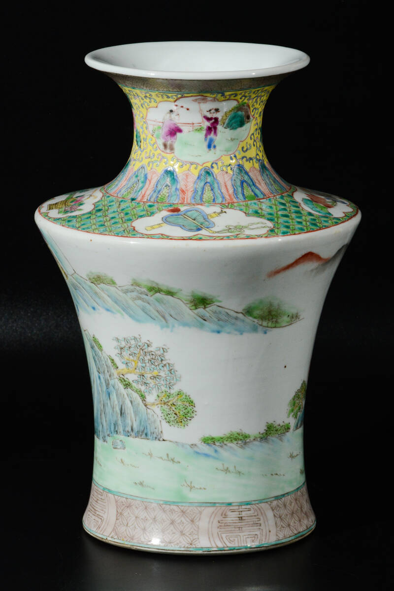 希少 花瓶 花生 唐物 中国美術 清時代 同治年製 色絵 YH752 唐物 清時代 色絵 人物 花瓶 花生 花入 陶磁器 中国 骨董