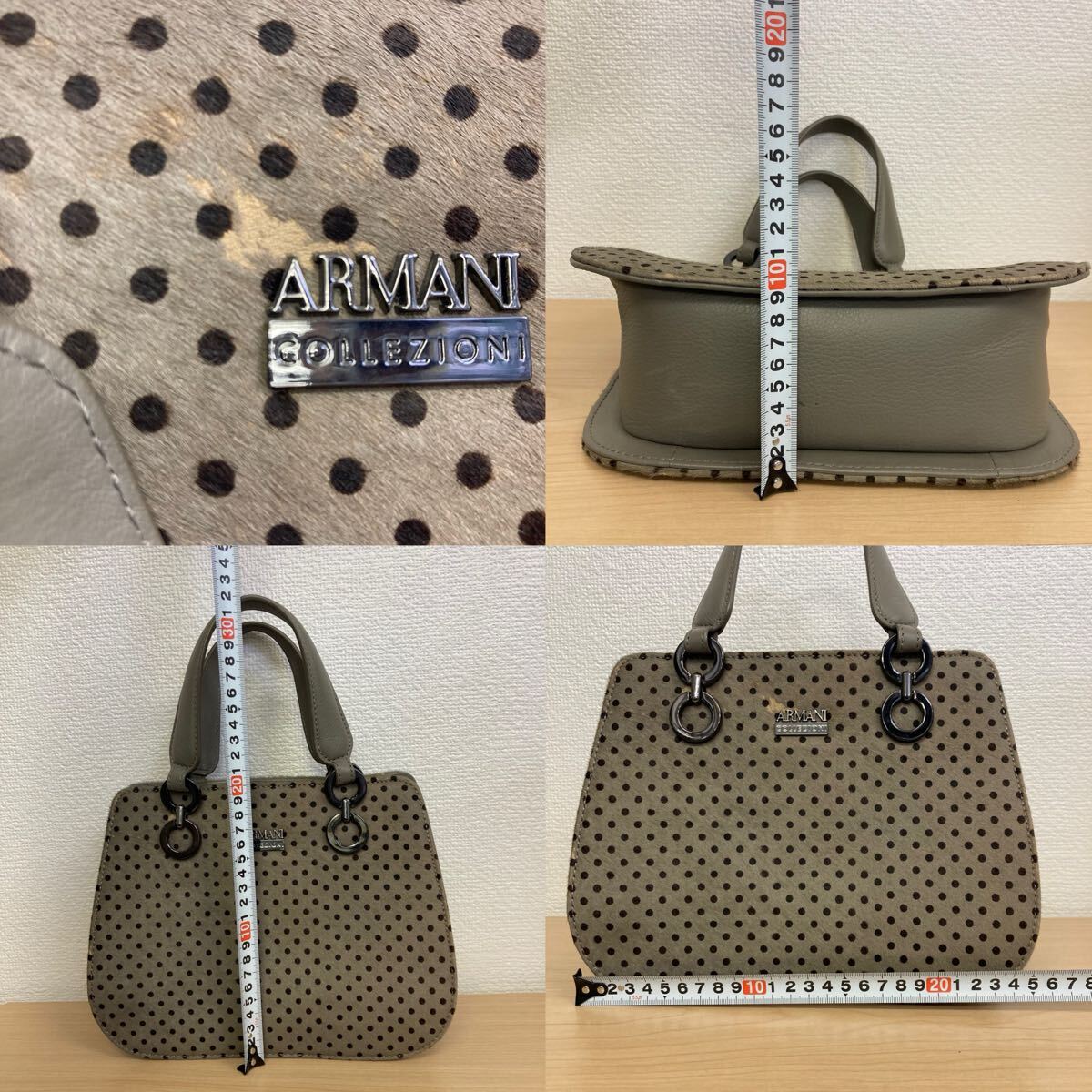 ARMANI COLLEZIONI アルマーニ コレツィオーニ バッグ ハンドバッグ グレー ドット 中古品_画像5