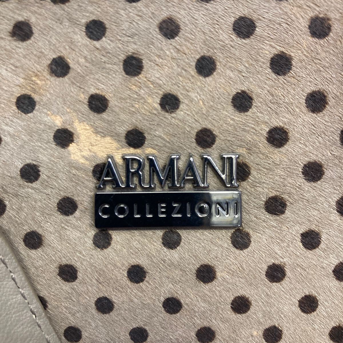 ARMANI COLLEZIONI アルマーニ コレツィオーニ バッグ ハンドバッグ グレー ドット 中古品_画像7