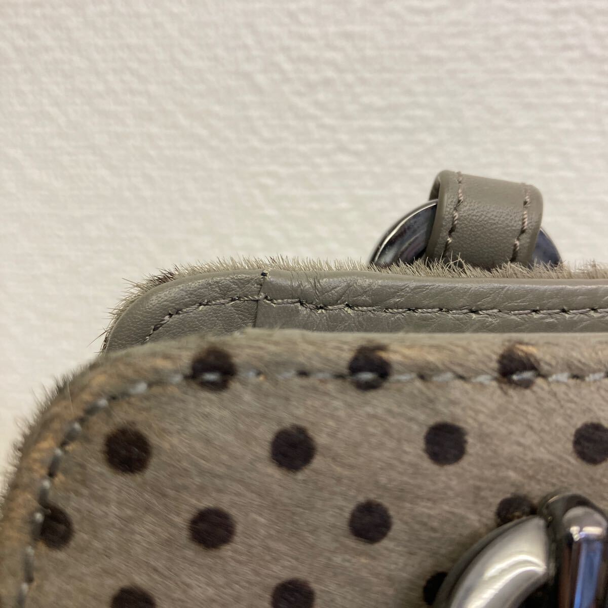ARMANI COLLEZIONI アルマーニ コレツィオーニ バッグ ハンドバッグ グレー ドット 中古品_画像8