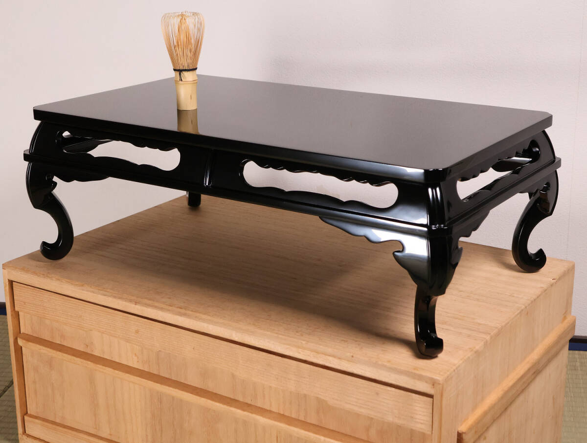 漆芸 黒塗 平卓 春日卓 花台 経卓 艶消 木製 漆塗 仏具【MA721】 漆芸 黒塗 平卓 春日卓 花台 経卓 54.7×32cm 艶消