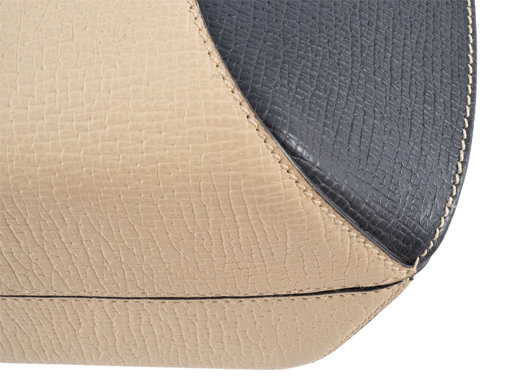 ロエベ ヴィンテージ ハンドバッグ レザー クリームxブラック レディース バイカラー LOEWE 中古_画像4