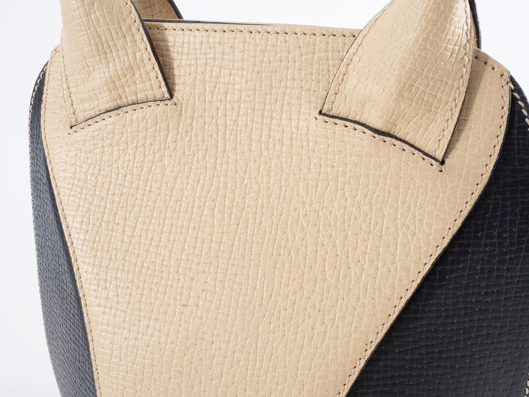 ロエベ ヴィンテージ ハンドバッグ レザー クリームxブラック レディース バイカラー LOEWE 中古_画像7