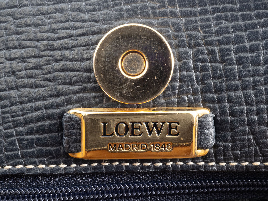 ロエベ ヴィンテージ ハンドバッグ レザー クリームxブラック レディース バイカラー LOEWE 中古_画像8