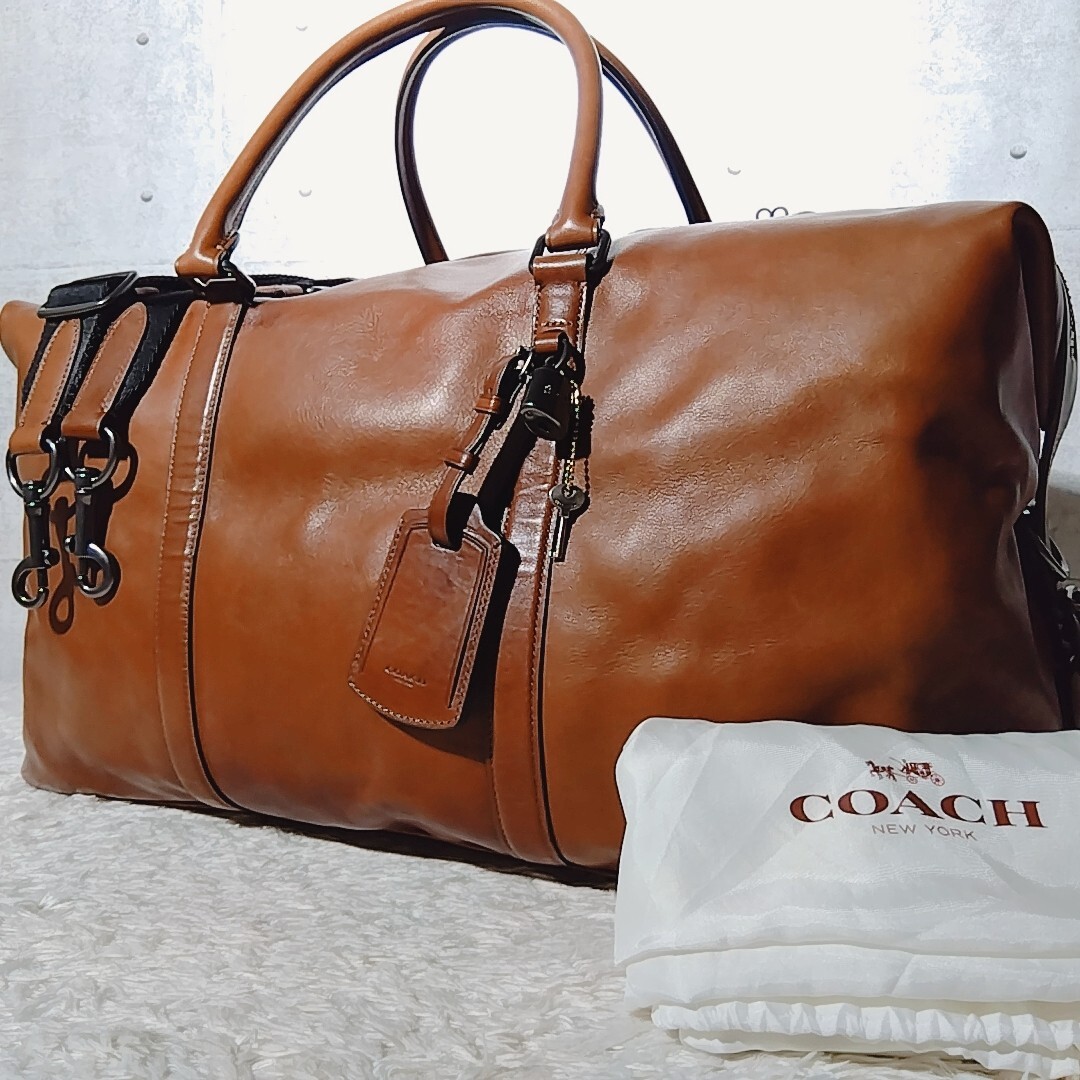 希少色 コーチ ボストンバッグ 2way ダッフル ボイジャー ブルー レザー 激レア 極美品 カデナ付】コーチ COACH ボストンバッグ ダッフル