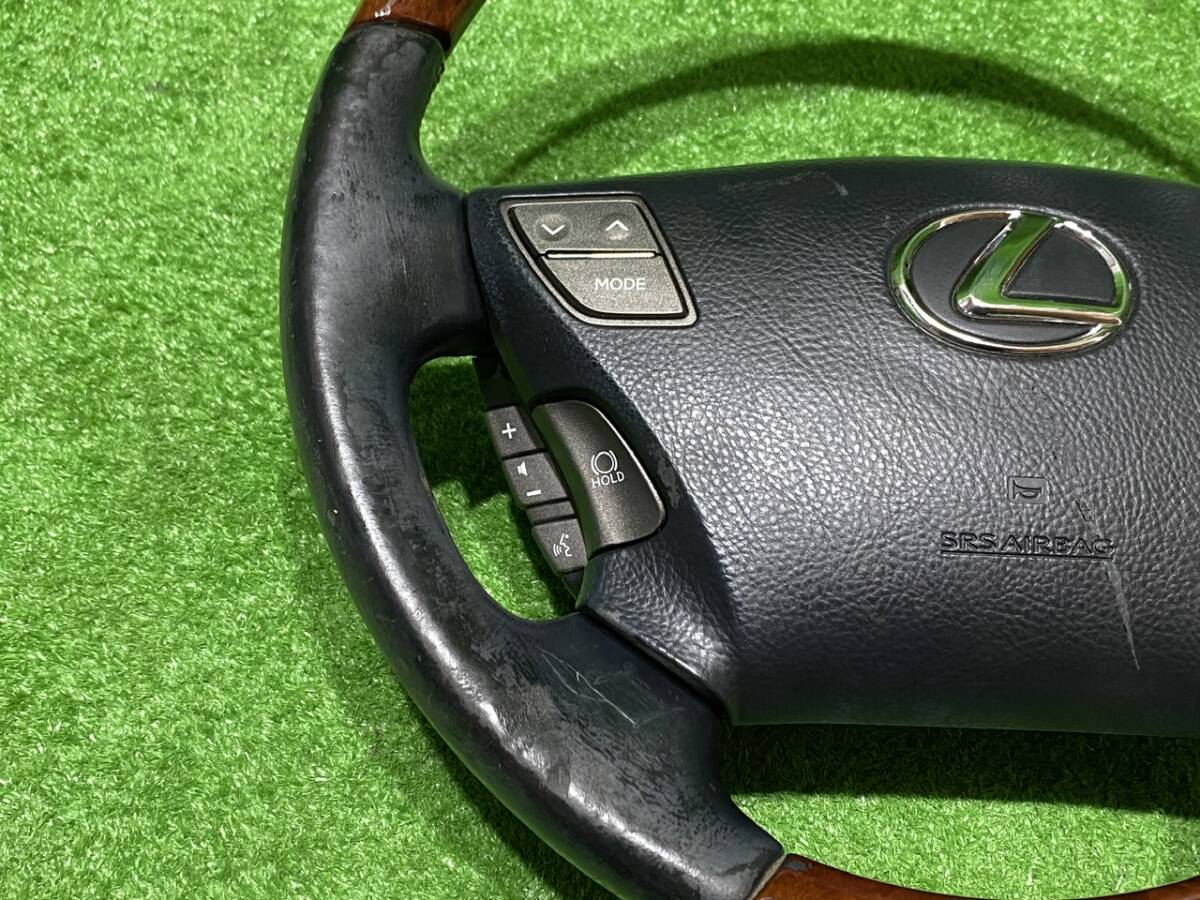 レクサス LEXUS 純正 ステアリング LS460 LS600h ウッドコンビ レザー ハンドル 革 黒木目 前期 中期 USF40 UVF45 ...3555_画像3