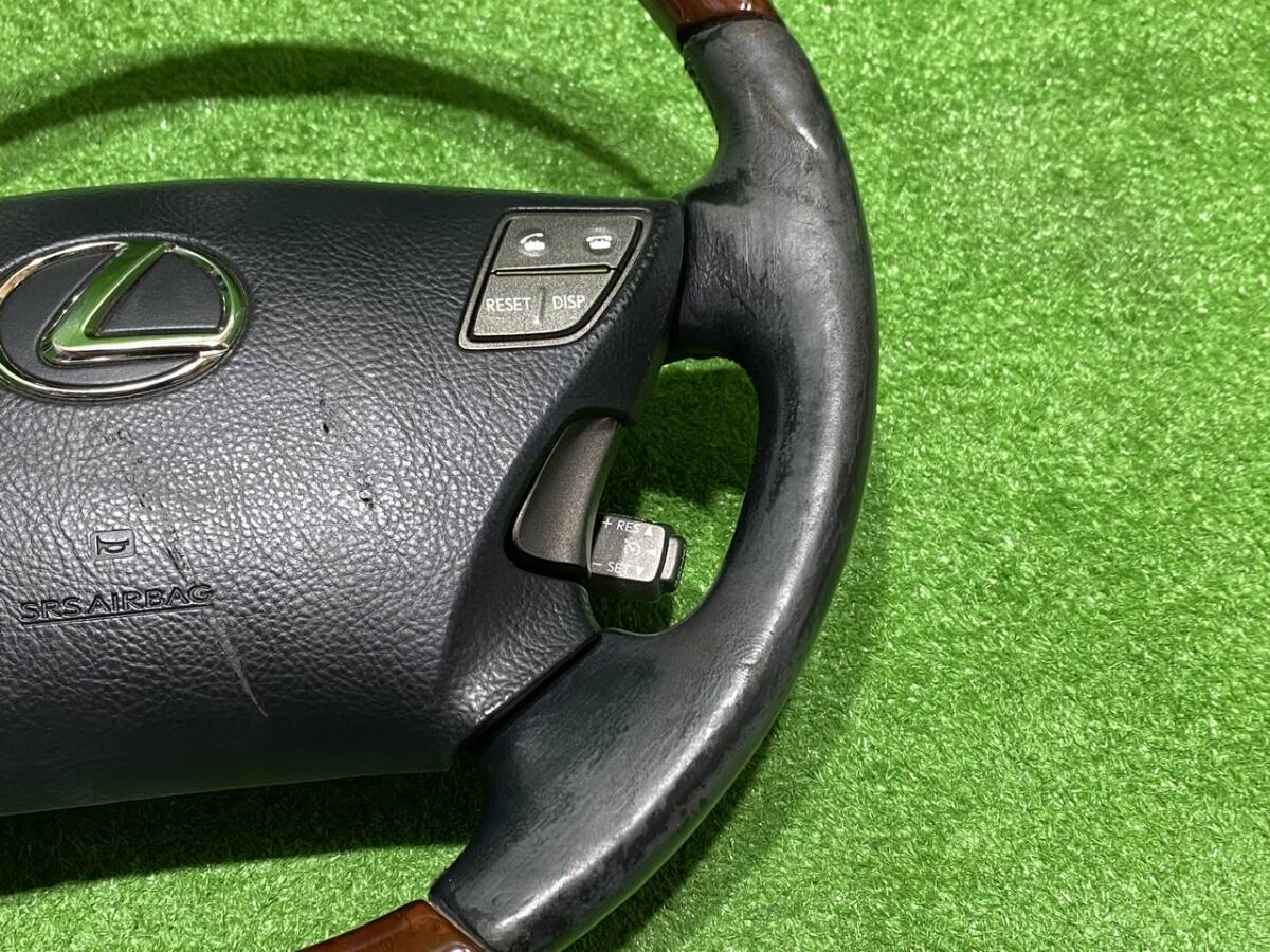 レクサス LEXUS 純正 ステアリング LS460 LS600h ウッドコンビ レザー ハンドル 革 黒木目 前期 中期 USF40 UVF45 ...3555_画像5