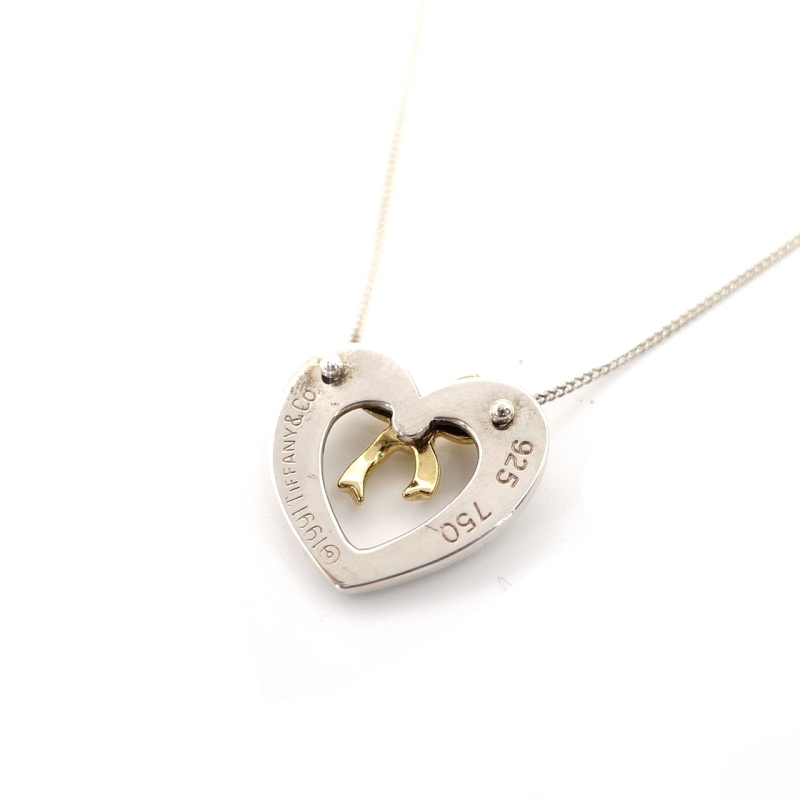 Tiffany Tiffany&Co. колье Heart лента серебряный 925 K18 примерно 9g 6-11-219