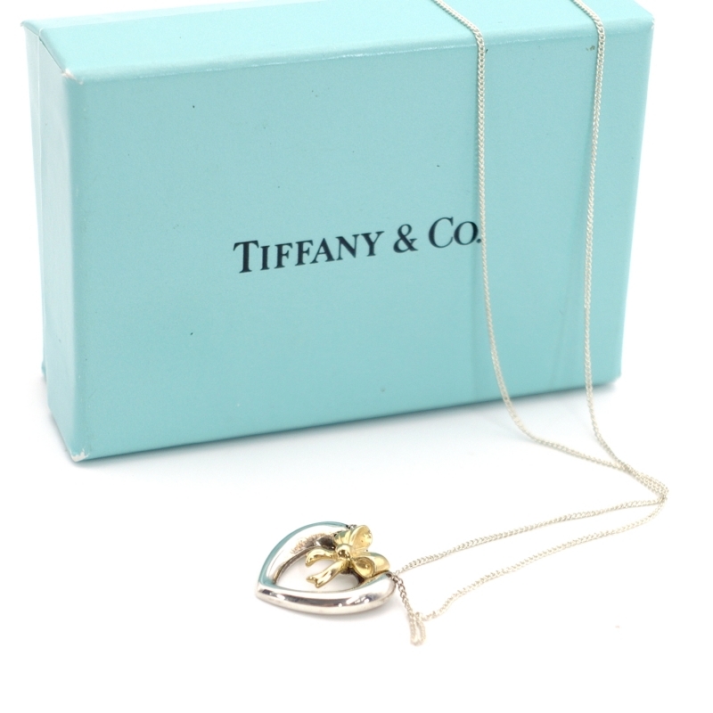 Tiffany Tiffany&Co. колье Heart лента серебряный 925 K18 примерно 9g 6-11-219