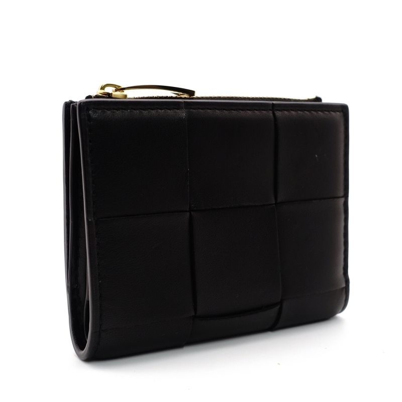 ボッテガ ヴェネタ BOTTEGA VENETA 財布 イントレチャート ブラック レザー 折り財布 黒 7-7-546