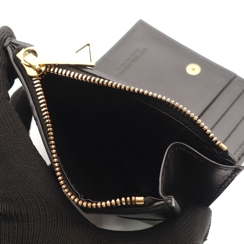 ボッテガ ヴェネタ BOTTEGA VENETA 財布 イントレチャート ブラック レザー 折り財布 黒 7-7-546