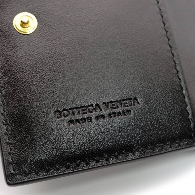 ボッテガ ヴェネタ BOTTEGA VENETA 財布 イントレチャート ブラック レザー 折り財布 黒 7-7-546