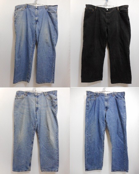 71 送100サ 0728YD02 Levi's リーバイス 550 RELAXED FIT 4着セット ブラック 後染め メキシコ製 USA製 サイズW44/W46 中古品_画像1
