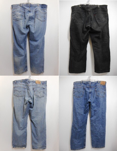 71 送100サ 0728YD02 Levi's リーバイス 550 RELAXED FIT 4着セット ブラック 後染め メキシコ製 USA製 サイズW44/W46 中古品_画像2