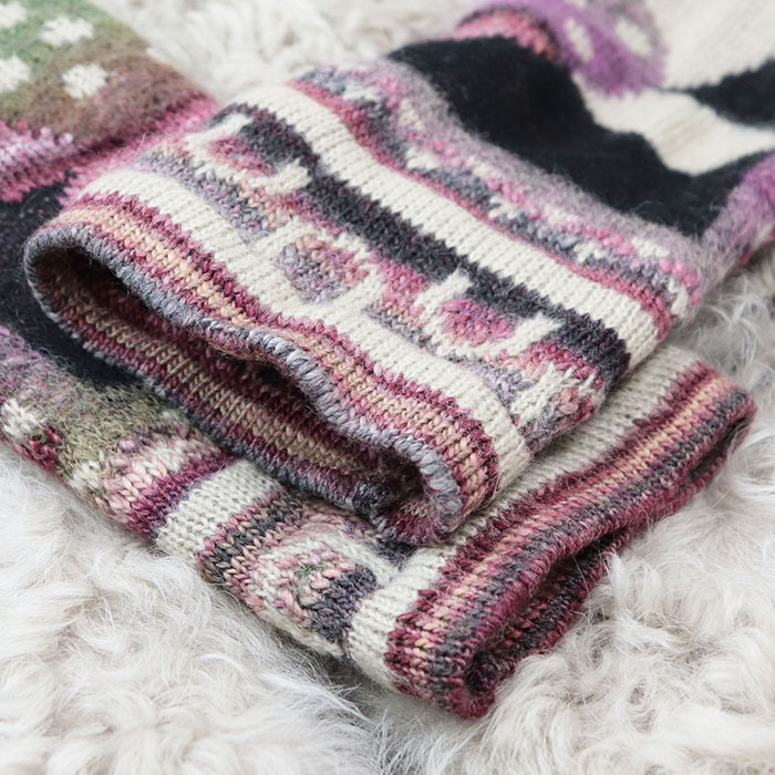 【極美品】CHANEL シャネル カーディガン ムートン ニット 09A P36274 09年制 カシミヤ混 ネイティブ柄 レディース 36 マルチカラー 伊制