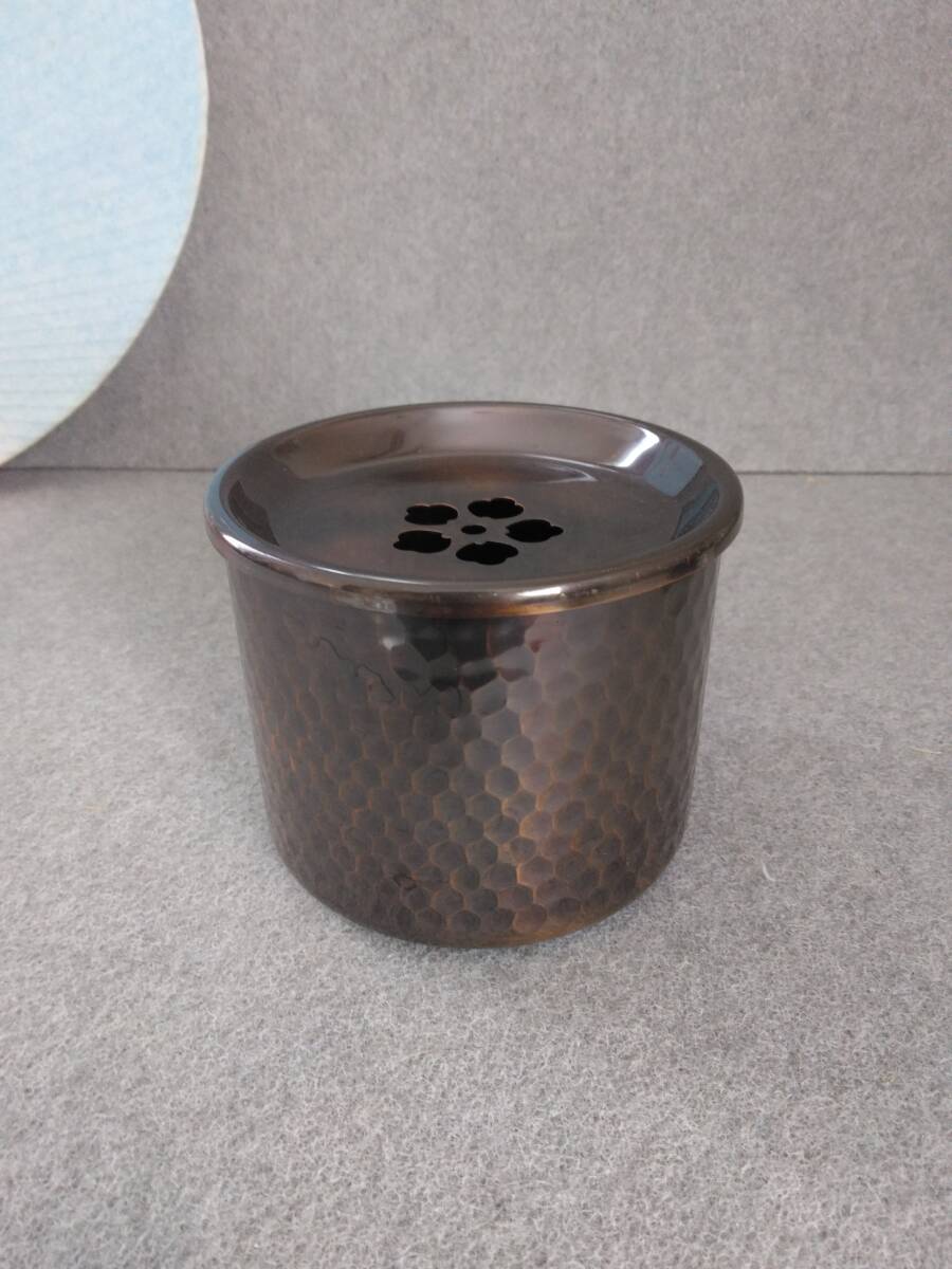 茶こぼし　茶道具　煎茶道具　槌目　純銅　191.5グラム_画像1