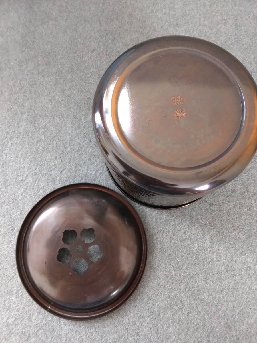 茶こぼし　茶道具　煎茶道具　槌目　純銅　191.5グラム_画像6