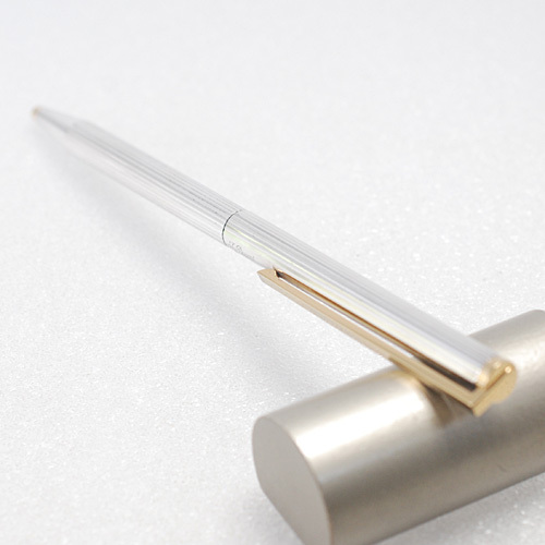 デュポン クラシック ボールペン ライン模様 シルバープレート×ゴールド コンビ ツイスト式 筆記確認(rèn)済み(16267)