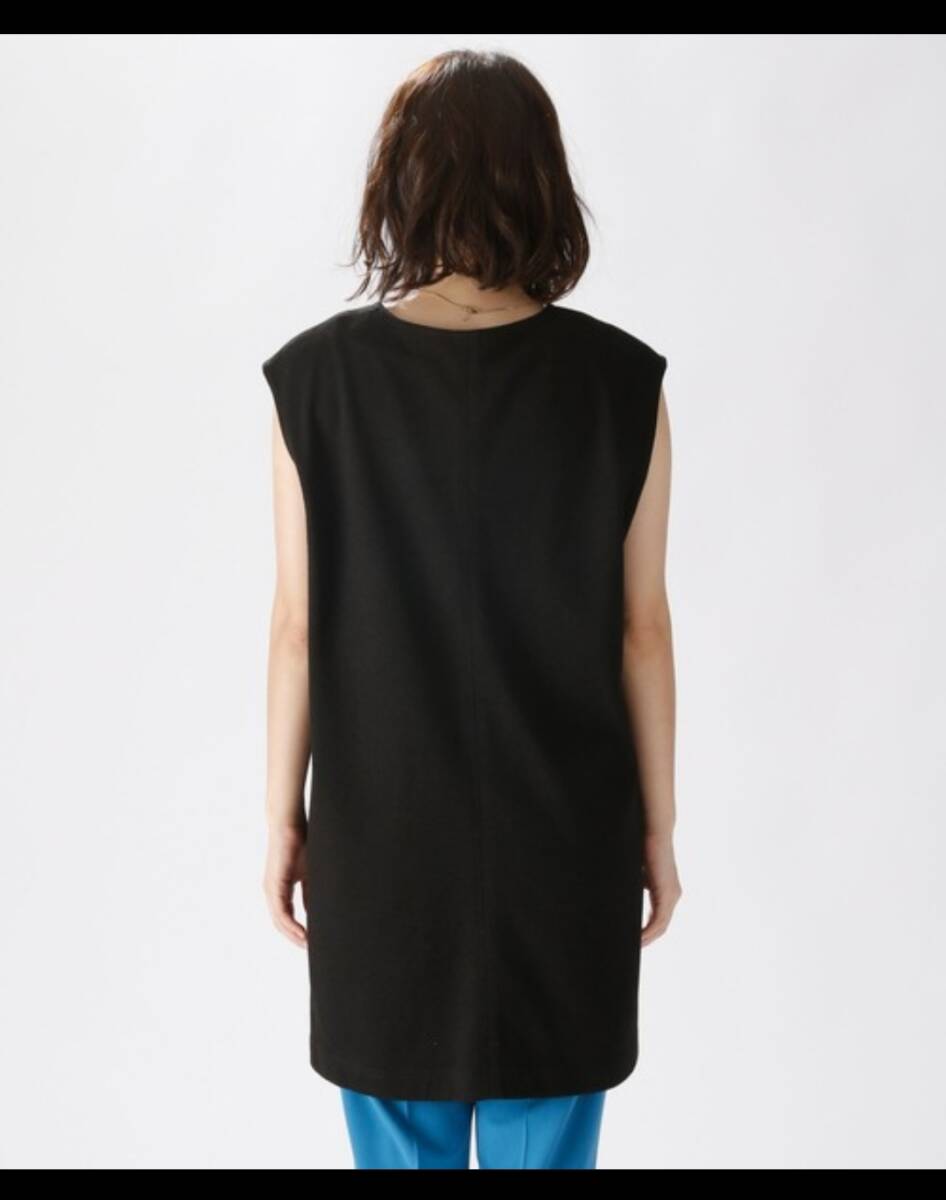 p5送料無料 フリーサイズ★niko and... 6050円★サロペットミニワンピ ロングベスト ジレ ストレッチ キーネックチュニック ブラック黒色_画像4