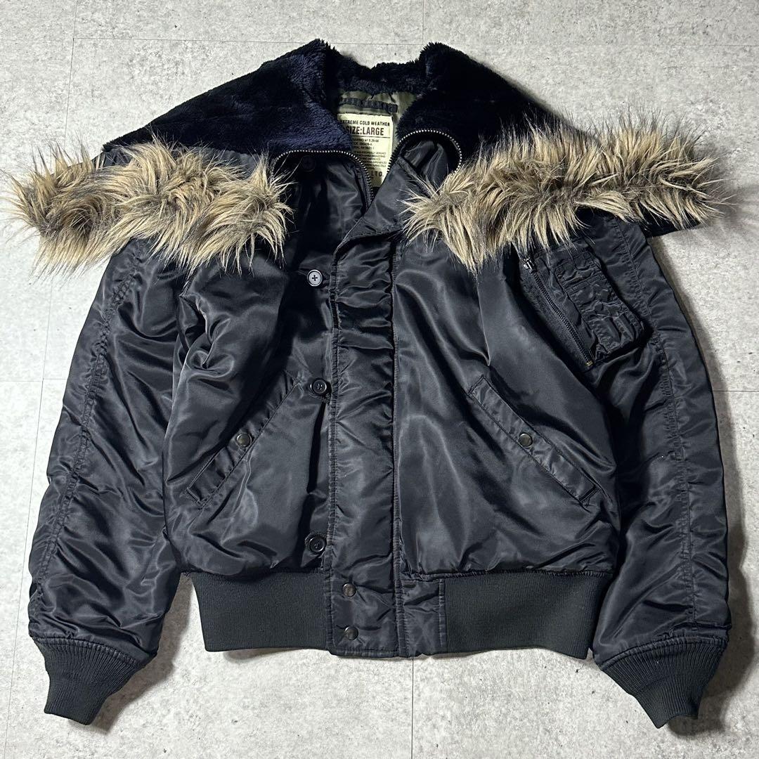 AVIREX N2B 短丈 ma1 ファー y2k AVIREX n2b ブラック アクリルファー ma1 フライトジャケット L