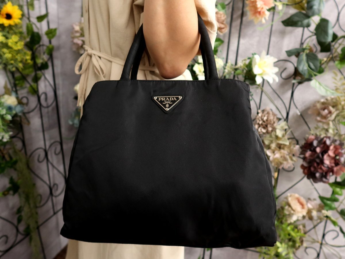 お買い得!!★ PRADA / プラダ ★ ハンドバッグ BR5128 ○超美品○PRADA プラダ○三角ロゴプレート○ポコノ ナイロン