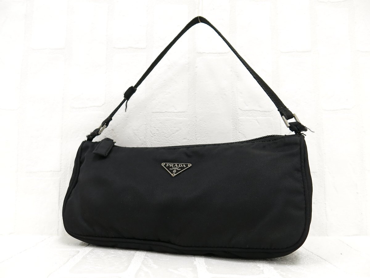 【美品】PRADA プラダ アクセサリー ポーチ ナイロン ミニ ハンドバッグ ◇PRADA プラダ◇三角ロゴプレート◇ポコノナイロン