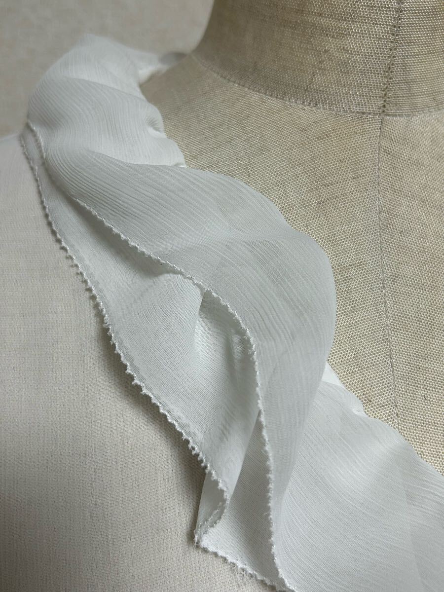 7980円【COMME CA ISM★コムサイズム】長袖シースルーブラウス・ホワイト・Lサイズ・送料180円_画像2