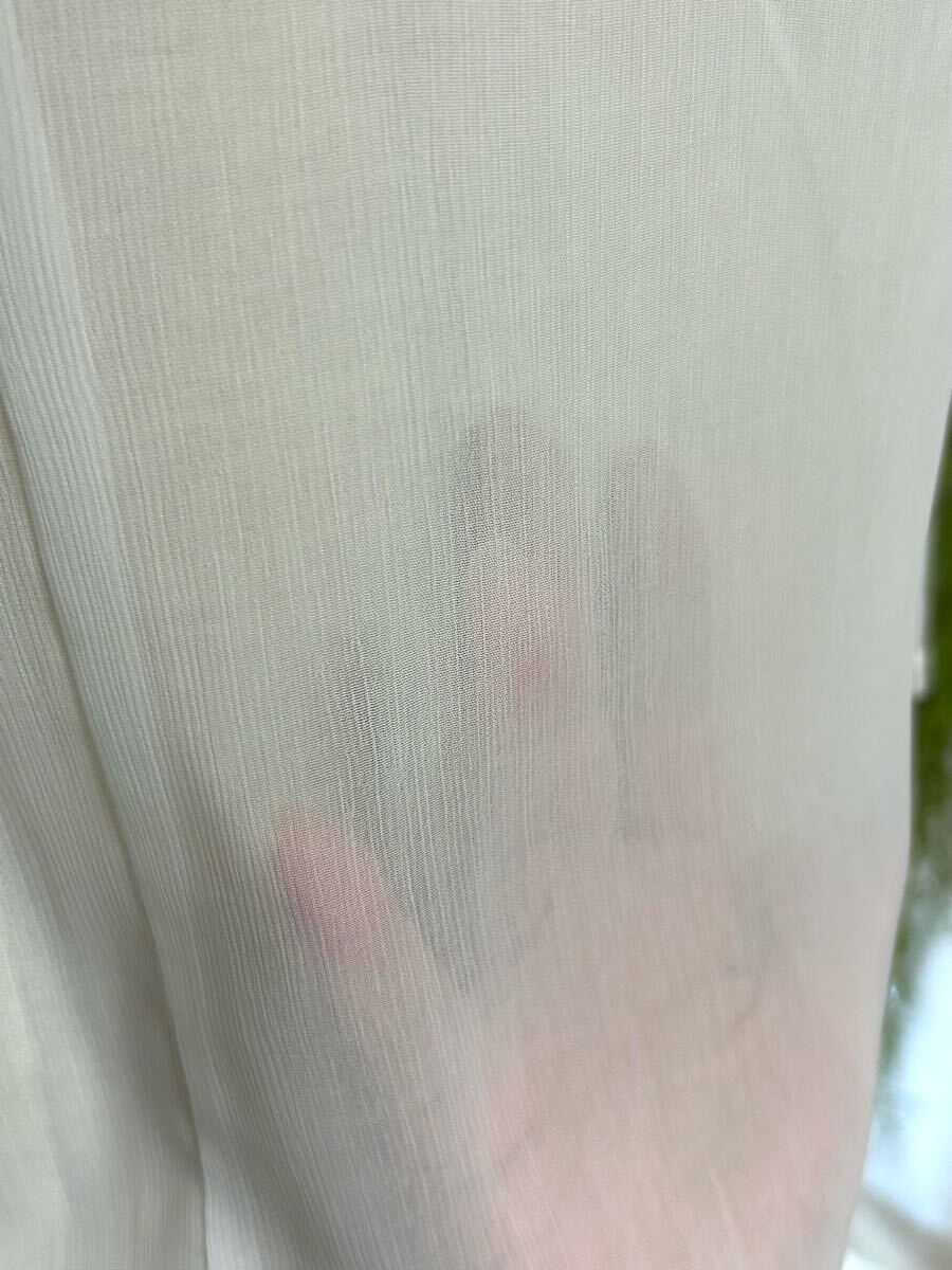 7980円【COMME CA ISM★コムサイズム】長袖シースルーブラウス・ホワイト・Lサイズ・送料180円_画像7