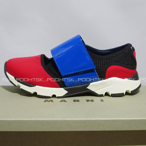 MARNI JUNIOR KIDSマルニ ジュニア キッズSELVA ON DRILLセルバオンドリル エナメル スライド ベルクロ スニーカー シューズ36_画像1