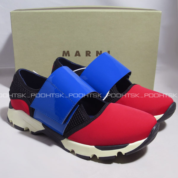 MARNI JUNIOR KIDSマルニ ジュニア キッズSELVA ON DRILLセルバオンドリル エナメル スライド ベルクロ スニーカー シューズ36_画像3