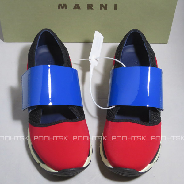 MARNI JUNIOR KIDSマルニ ジュニア キッズSELVA ON DRILLセルバオンドリル エナメル スライド ベルクロ スニーカー シューズ36_画像4