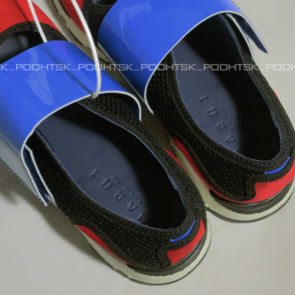 MARNI JUNIOR KIDSマルニ ジュニア キッズSELVA ON DRILLセルバオンドリル エナメル スライド ベルクロ スニーカー シューズ36_画像6