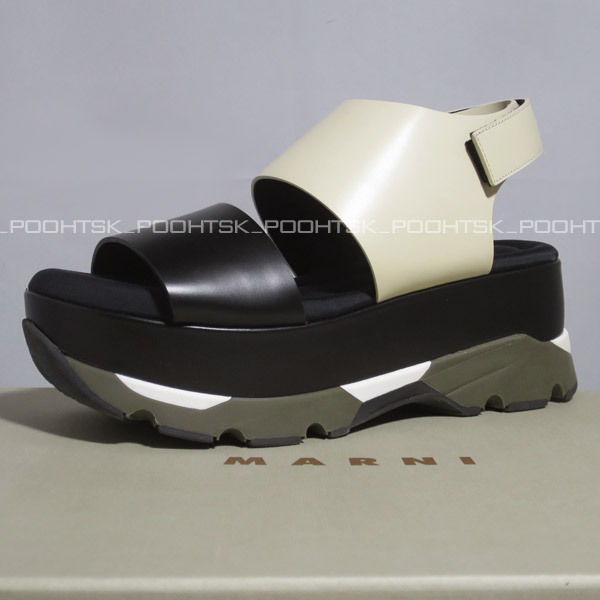 MARNI マルニ カラーブロック プラットフォーム フラットフォーム ネオプレン ソール スニーカー サンダル37アラバスター ブラック_画像1