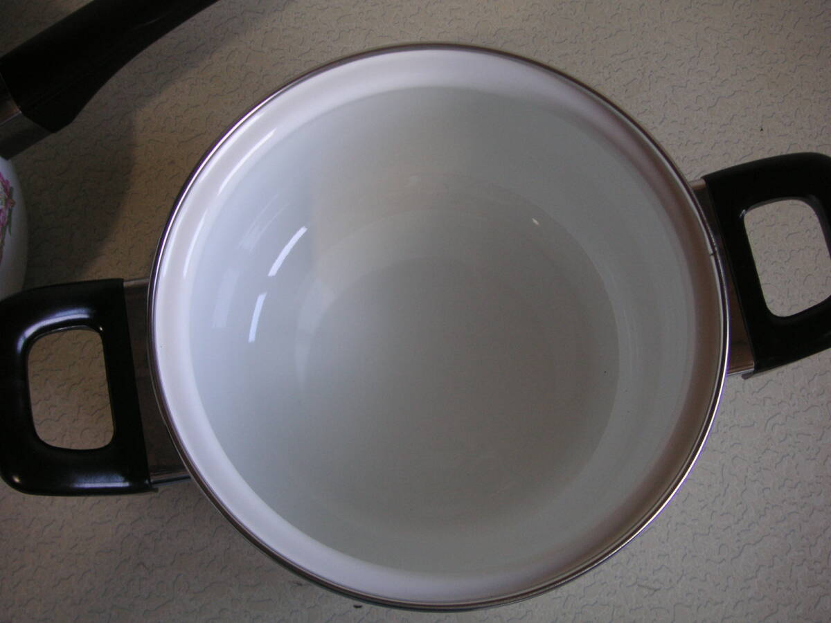  Showa Retro сигнал low кастрюля кастрюля с одной ручкой 16cm кастрюля с двумя ручками 18cm не использовался 