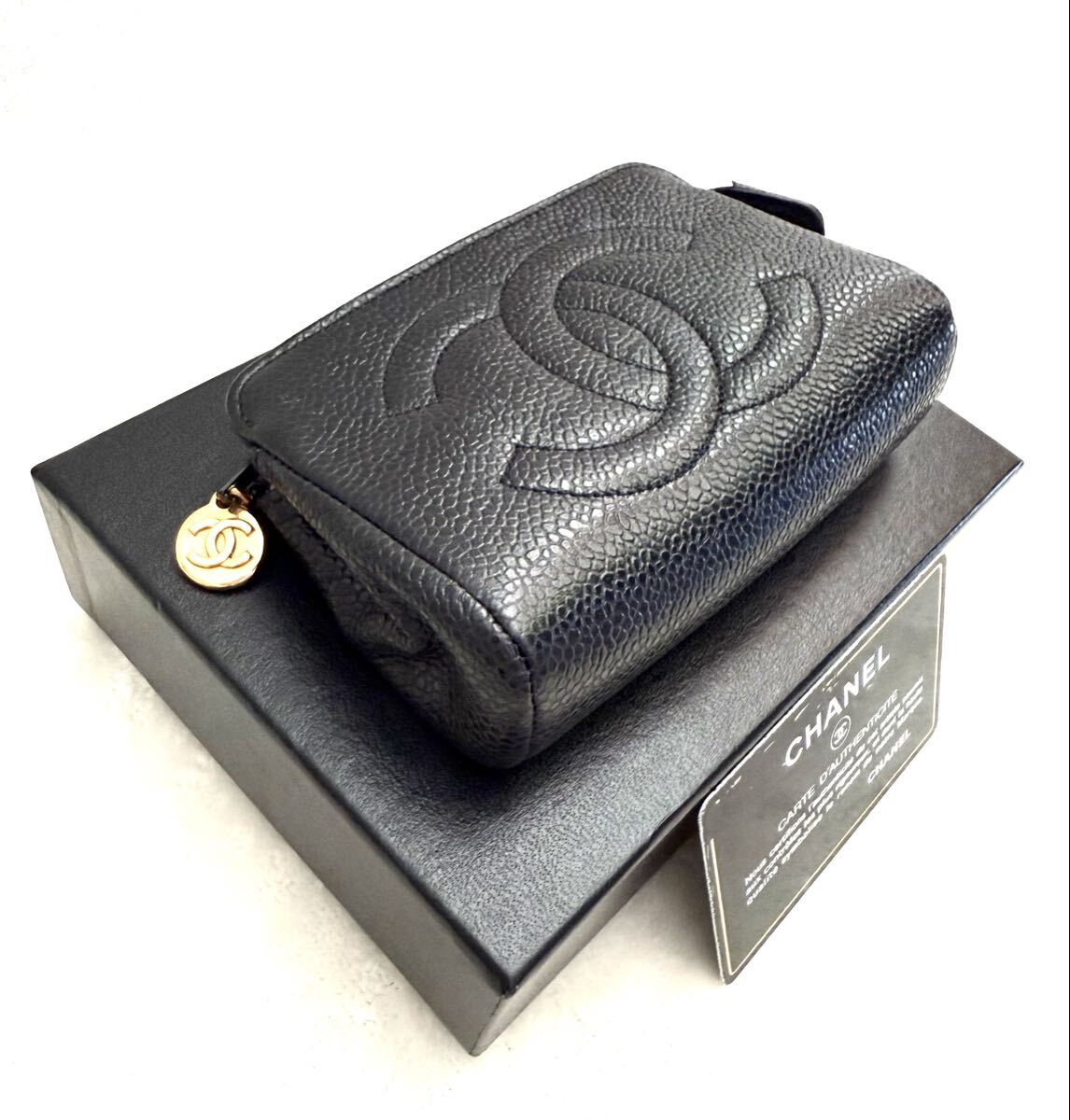 【ロゴが可愛い♡】シャネル CHANEL ポーチ キャビアスキン 1円〜】◇美品◇ CHANEL シャネル キャビアスキン ミニポーチ