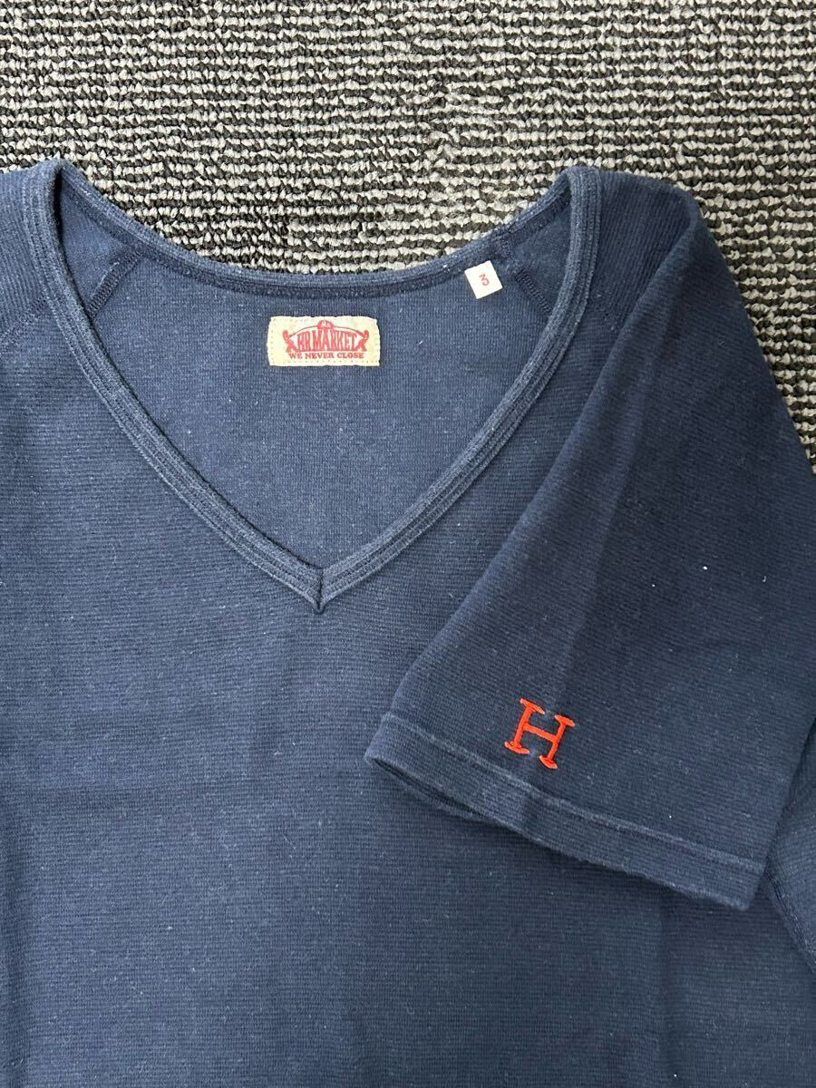 HOOLYWOOD RANCH MARKET HRM ハリウッドランチマーケット 半袖 Tシャツ カットソー サイズ3 ネイビー 聖林公司 日本製 美品_画像2