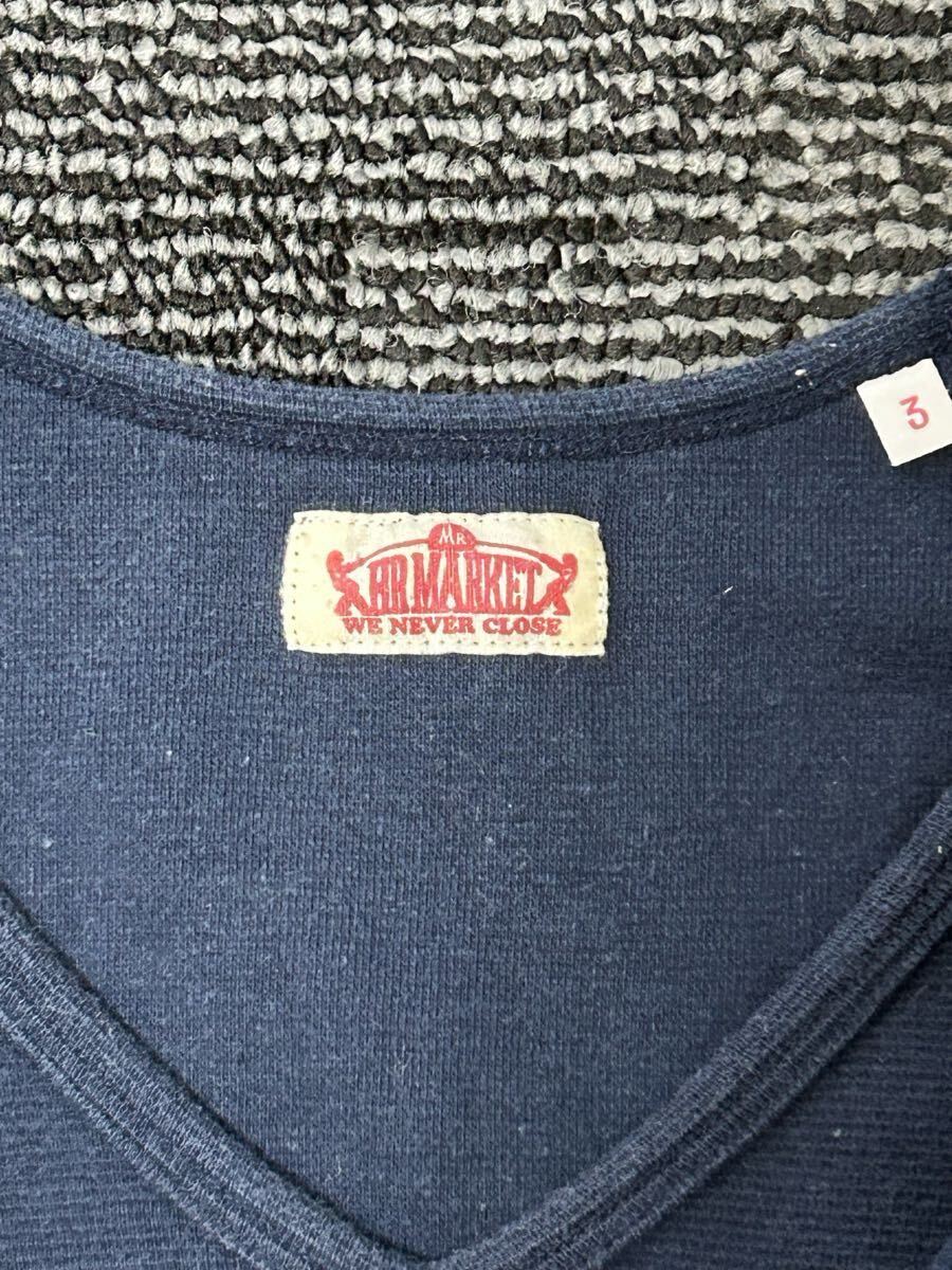 HOOLYWOOD RANCH MARKET HRM ハリウッドランチマーケット 半袖 Tシャツ カットソー サイズ3 ネイビー 聖林公司 日本製 美品_画像3