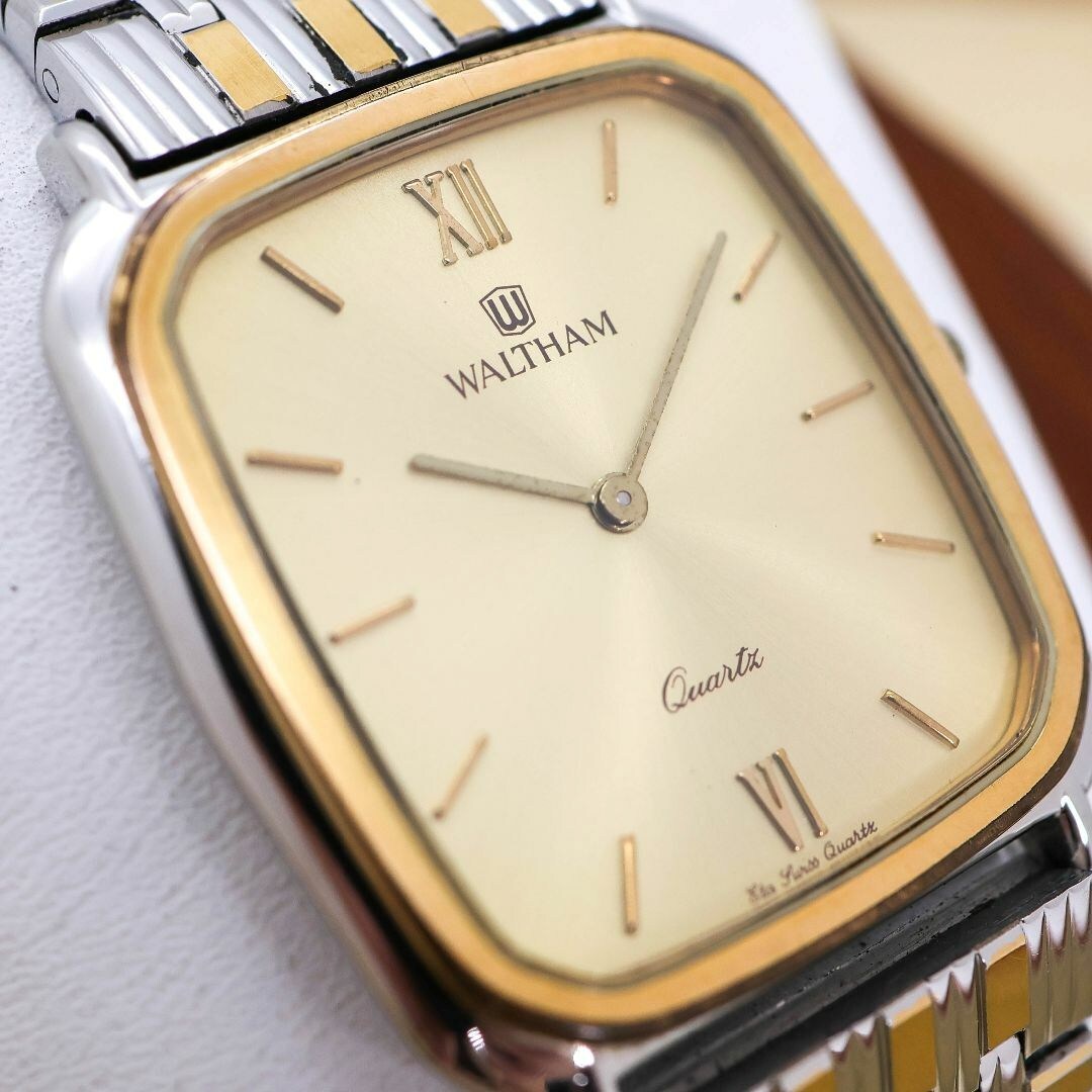 ◇ジャンク品 WALTHAM 腕時計 ゴールド文字盤 メンズ QZ 2069_画像2