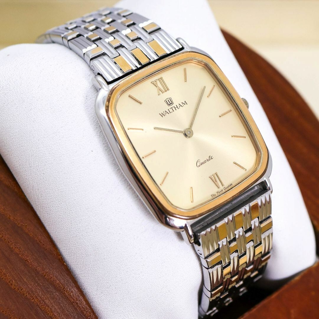◇ジャンク品 WALTHAM 腕時計 ゴールド文字盤 メンズ QZ 2069_画像1