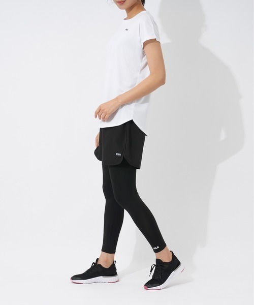 【4Lサイズ】白 新品 FILA 半袖Tシャツ レギンス ショートパンツ3点セット 大きいサイズ スポーツウエア フィットネス 水陸両用 送料無料_画像2