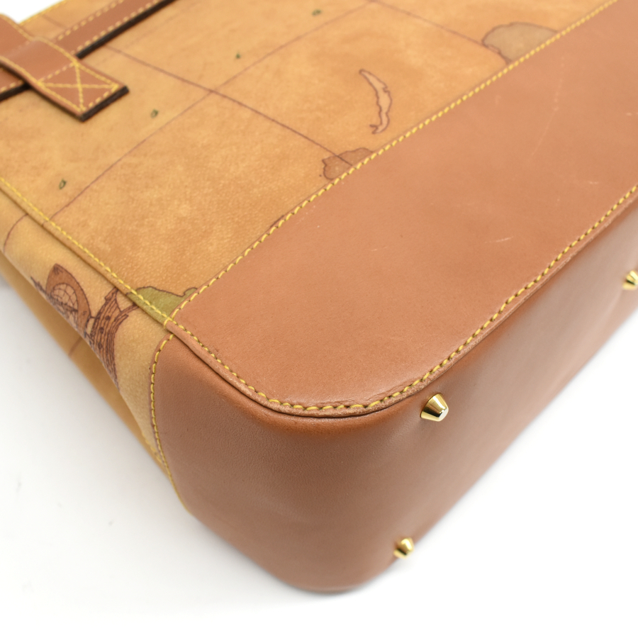  Prima Classe сумка на плечо geo Classic карта рисунок PVC парусина кожа Camel Brown PRIMA CLASSE
