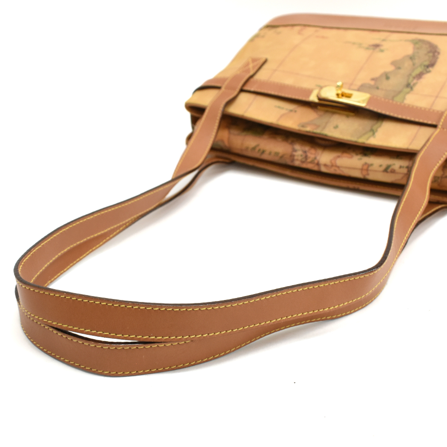  Prima Classe сумка на плечо geo Classic карта рисунок PVC парусина кожа Camel Brown PRIMA CLASSE