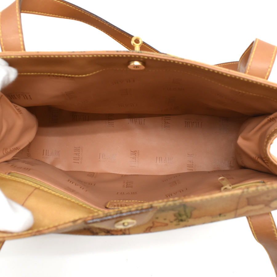  Prima Classe сумка на плечо geo Classic карта рисунок PVC парусина кожа Camel Brown PRIMA CLASSE