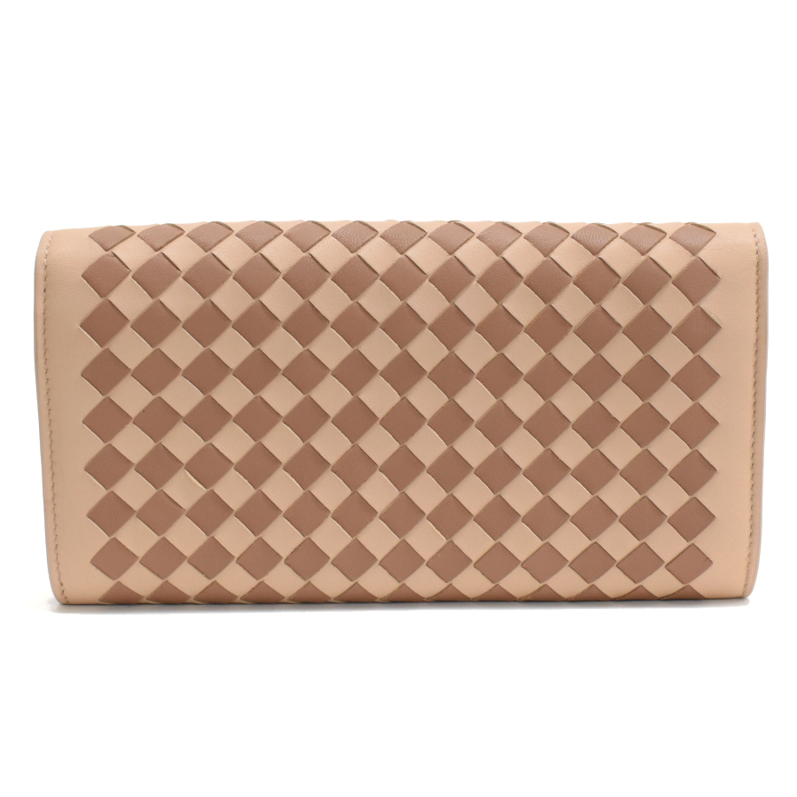 ボッテガヴェネタ コンチネンタルウォレット 長財(cái)布 イントレチャート レザー ベージュ ブラウン BOTTEGA VENETA