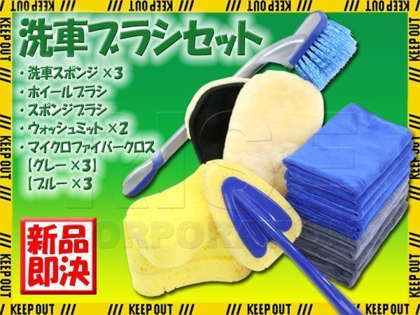 ライズコーポレーション 洗車ブラシ 17点セット スポンジ ホイール タイヤブラシ 柄付き グローブ ウォッシュミット マイクロファイバークロス 洗車用品 掃除 便利