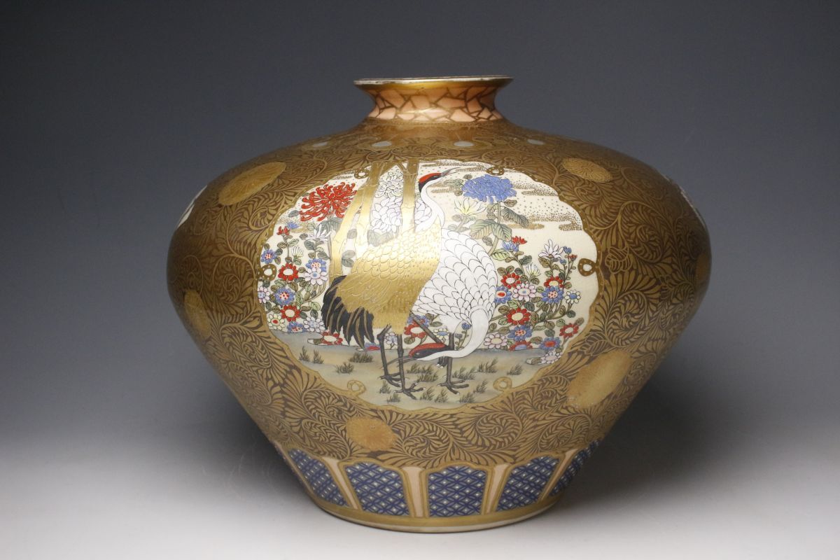 薩摩焼　金蘭手四君子草花文急須　明治時代頃　名品 熱販売 薩摩焼 金蘭手四君子草花文急須 明治時代頃 名品（道具